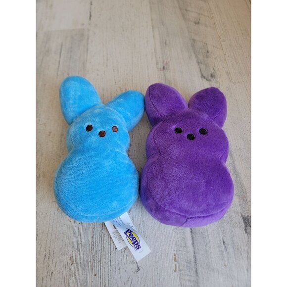 Plush Peeps Bunny blue purple Easter set home decor‎ rabbit - Picture 1 of 6